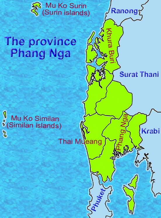 Phang Nga province map of Thailand