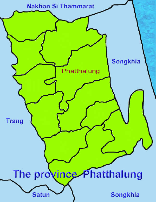 Phatthalung province map of Thailand