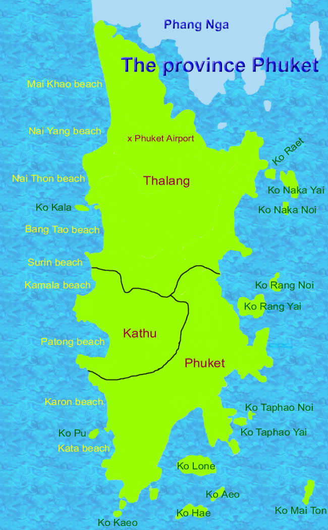 Phuket province map of Thailand