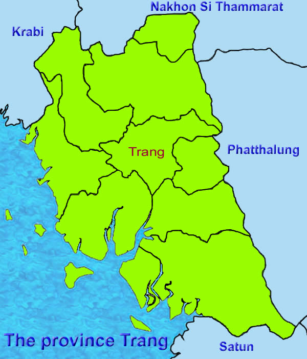 Trang province map of Thailand
